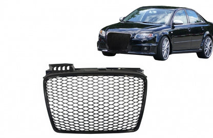 RS4 Style Badgeless Front Grille Piano Black for Audi A4 B7 (2004–2008)