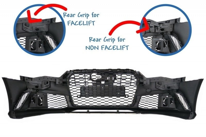 RS6 Design Front Bumper & Rear Diffuser Kit with Exhaust Tips for Audi A6 4G Facelift Sedan  Avant (2015–2018)