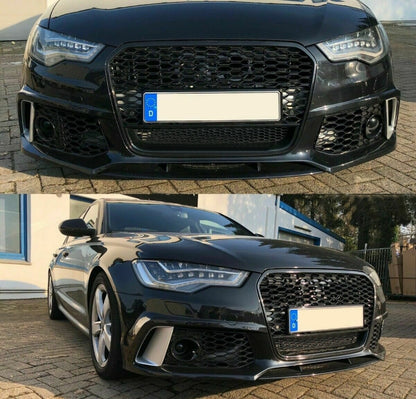 RS6 Design Front Bumper with Grille for Audi A6 C7 4G Facelift Sedan  Avant (2015–2018)