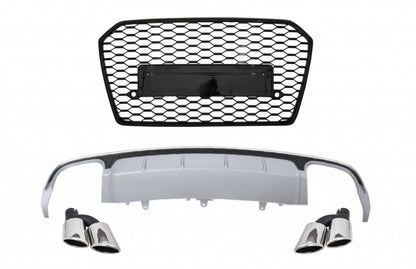 RS6 Design Rear Diffuser, Exhaust Tips & Grille for Audi A6 4G Facelift Limousine / Avant (2015–2018)