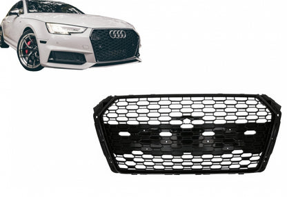 RS Design Badgeless Front Grille Piano Black for Audi A4 B9 8W Sedan / Avant (2016–2018)
