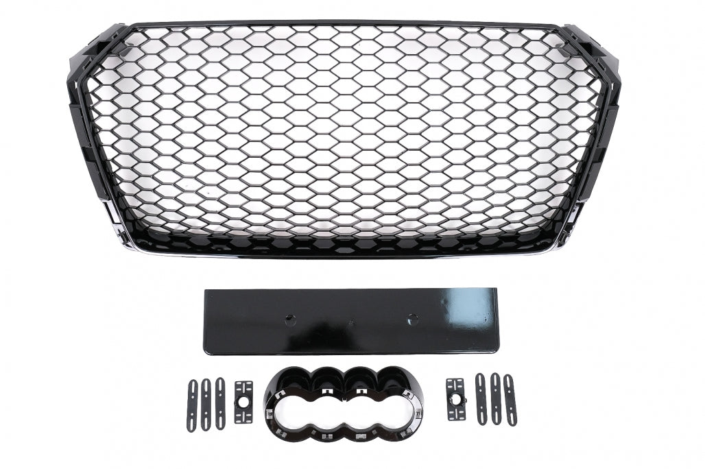 RS Design Glossy Black Front Grille for Audi A4 B9 8W Sedan / Avant (2016–2018)