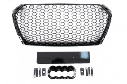 RS Design Glossy Black Front Grille for Audi A4 B9 8W Sedan / Avant (2016–2018)