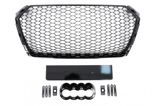 RS Design Glossy Black Front Grille for Audi A4 B9 8W Sedan / Avant (2016–2018)