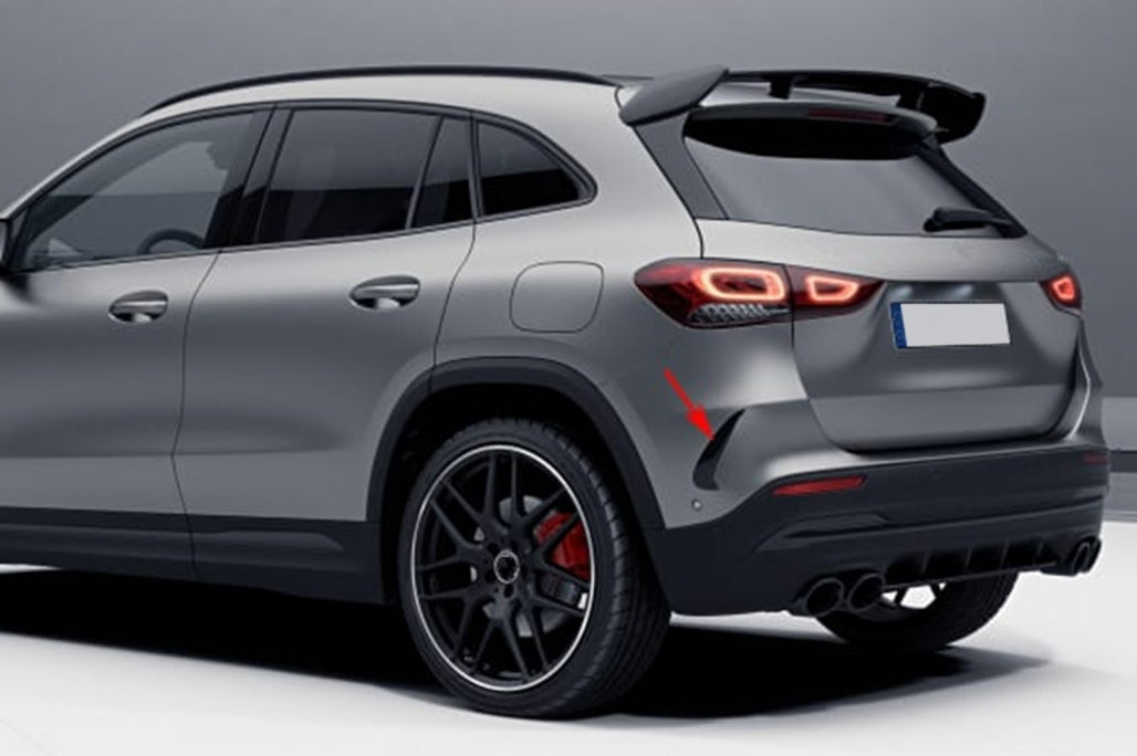 Rear Bumper Aero Flaps Flics Side Fins Piano Black for Mercedes GLA SUV H247 (2020–Up) Sport Line