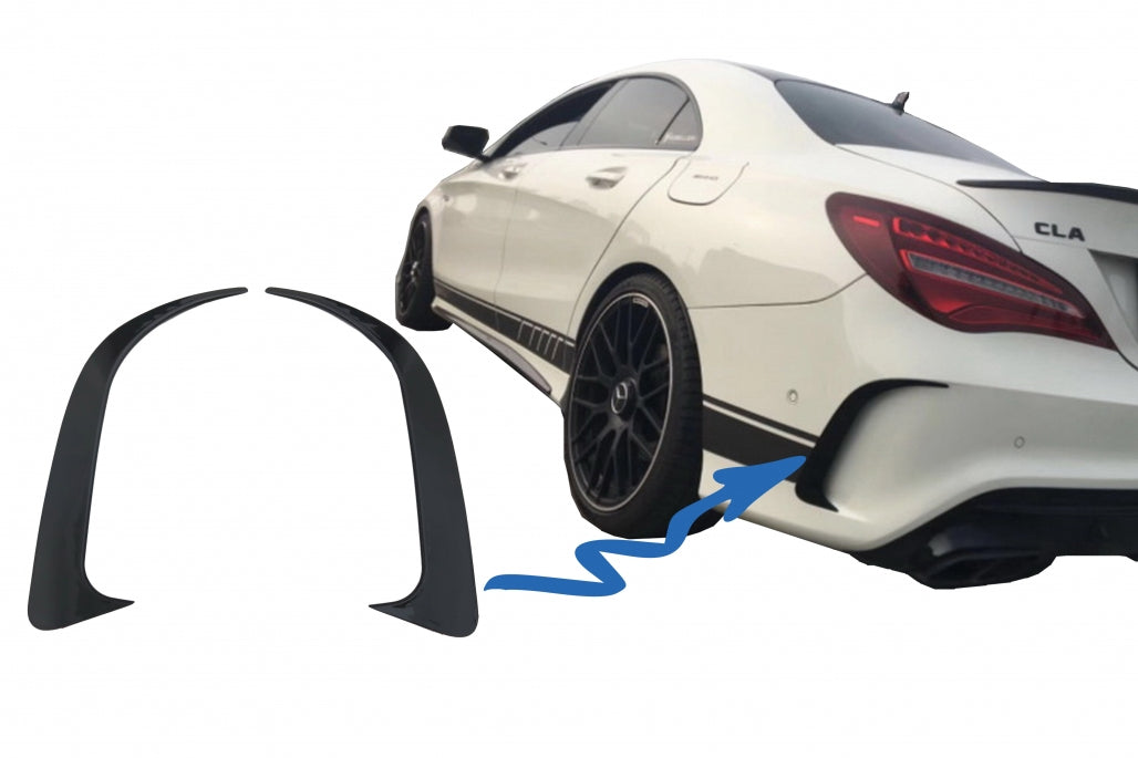 Rear Bumper Canards CLA45 Design Piano Black for Mercedes CLA W117 C117 X117 (2013–2018)