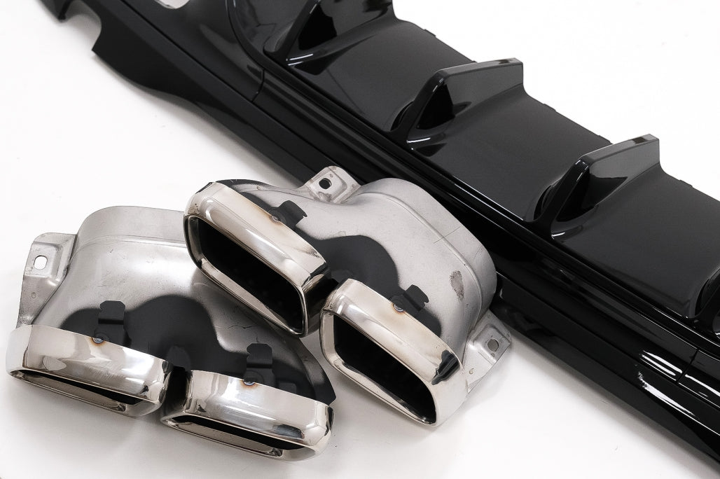 Rear Bumper Diffuser C63 Design with Chrome Exhaust Tips for Mercedes C-Class W206 S206 AMG Sport Line (2021–Up)
