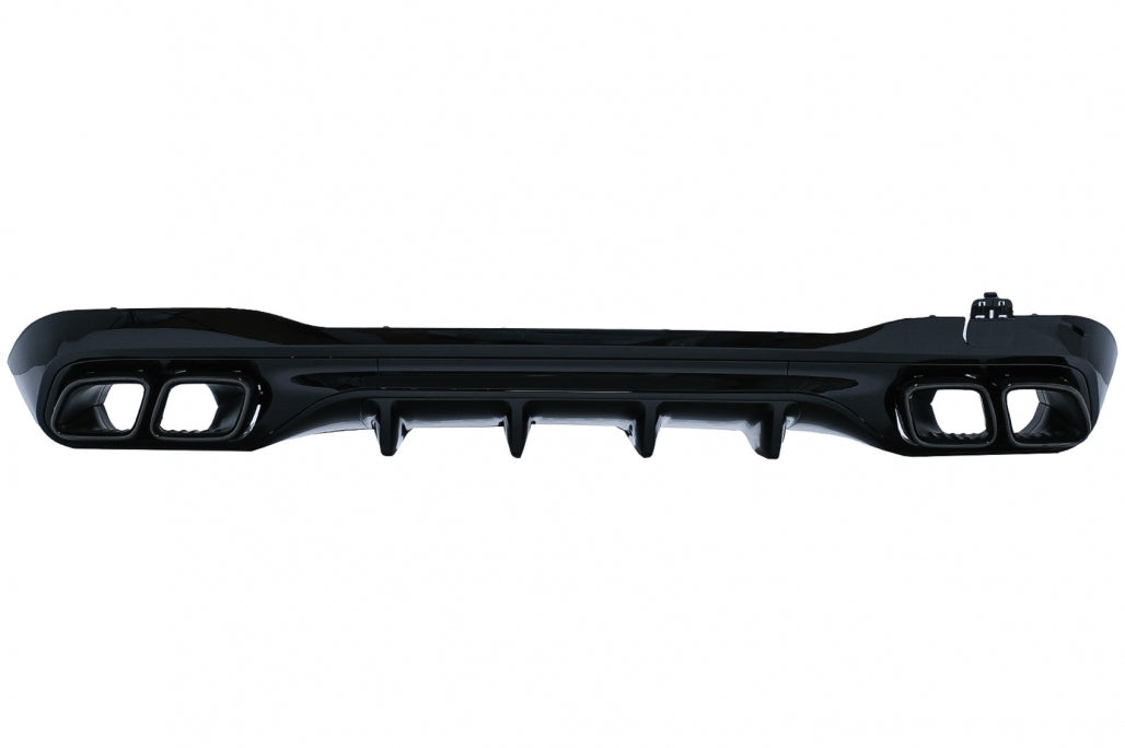 Rear Bumper Diffuser C63 Design with Piano Black Exhaust Tips for Mercedes C-Class W206 S206 AMG Sport Line (2021–Up)