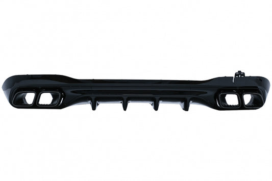 Rear Bumper Diffuser C63 Design with Piano Black Exhaust Tips for Mercedes C-Class W206 S206 AMG Sport Line (2021–Up)