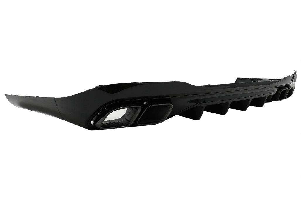 Rear Bumper Diffuser C63 Design with Piano Black Exhaust Tips for Mercedes C-Class W206 S206 AMG Sport Line (2021–Up)