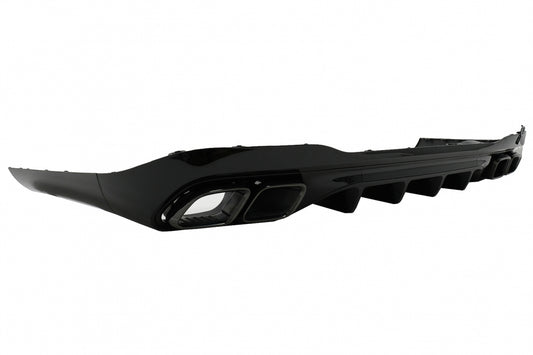 Rear Bumper Diffuser C63 Design with Piano Black Exhaust Tips for Mercedes C-Class W206 S206 AMG Sport Line (2021–Up)