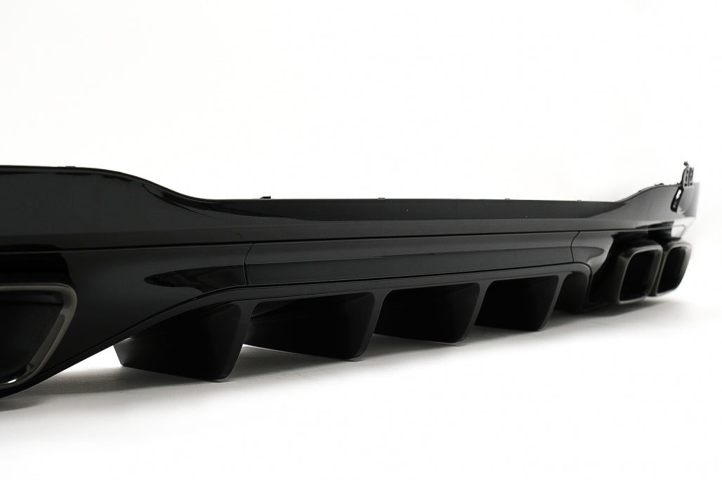 Rear Bumper Diffuser C63 Design with Piano Black Exhaust Tips for Mercedes C-Class W206 S206 AMG Sport Line (2021–Up)