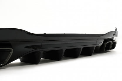 Rear Bumper Diffuser C63 Design with Piano Black Exhaust Tips for Mercedes C-Class W206 S206 AMG Sport Line (2021–Up)