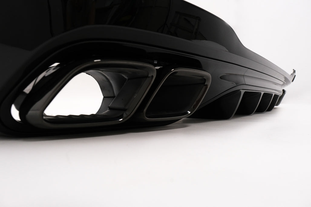 Rear Bumper Diffuser C63 Design with Piano Black Exhaust Tips for Mercedes C-Class W206 S206 AMG Sport Line (2021–Up)