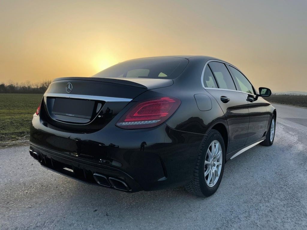 Rear Bumper Diffuser C63S Design with Black Exhaust Tips for Mercedes C-Class W205 S205 AMG Line (2014–2020)