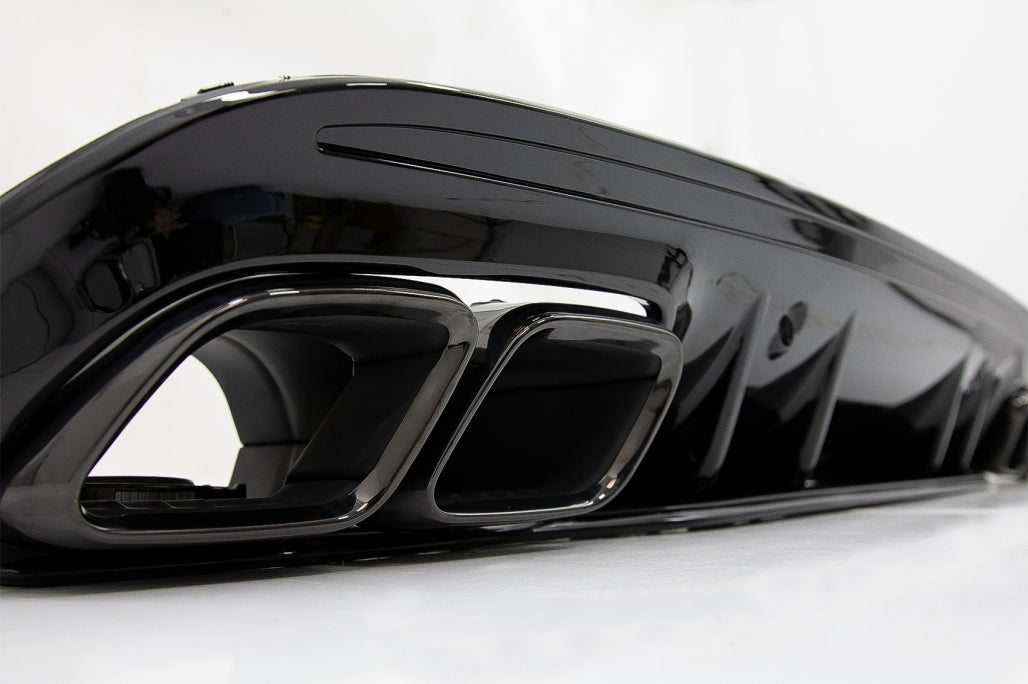 Rear Bumper Diffuser C63S Design with Black Exhaust Tips for Mercedes C-Class W205 S205 AMG Line (2014–2020)