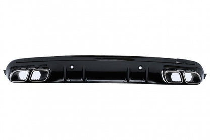 Rear Bumper Diffuser C63S Design with Chrome Tips for Mercedes C-Class W205 S205 Sport Line (2014–2020)