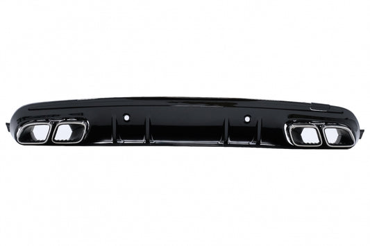 Rear Bumper Diffuser C63S Design with Chrome Tips for Mercedes C-Class W205 S205 Sport Line (2014–2020)