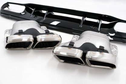 Rear Bumper Diffuser C63S Design with Chrome Tips for Mercedes C-Class W205 S205 Sport Line (2014–2020)