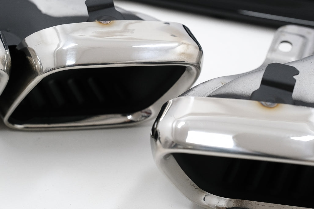 Rear Bumper Diffuser C63S Design with Chrome Tips for Mercedes C-Class W205 S205 Sport Line (2014–2020)