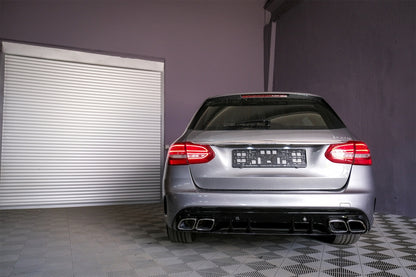 Rear Bumper Diffuser C63S Design with Chrome Tips for Mercedes C-Class W205 S205 Sport Line (2014–2020)
