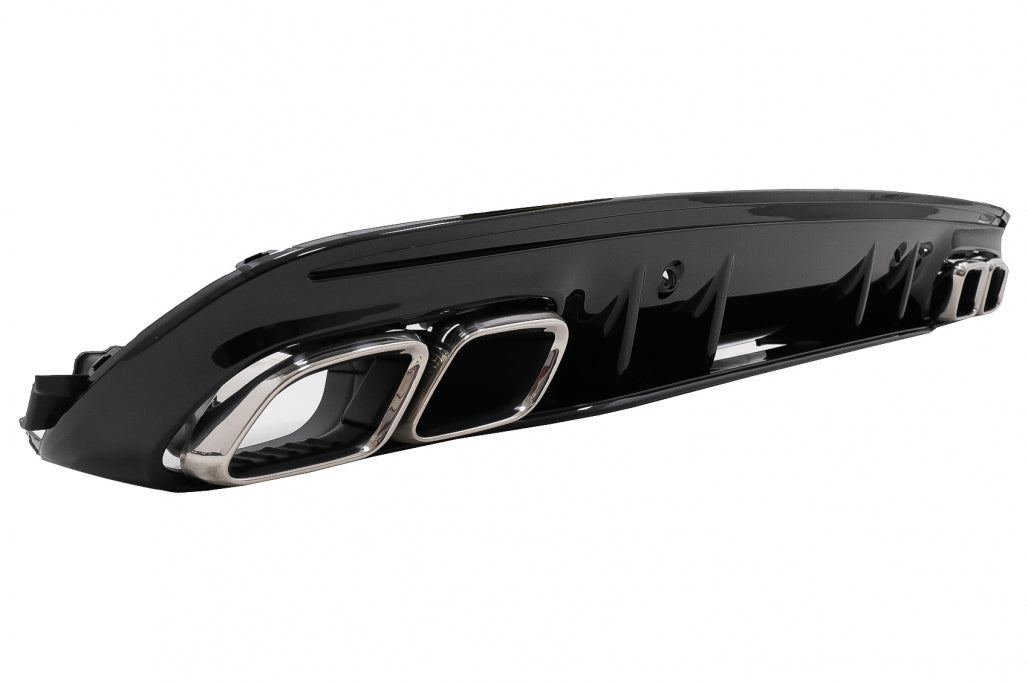 Rear Bumper Diffuser C63S Design with Chrome Tips for Mercedes C-Class W205 S205 Sport Line (2014–2020)