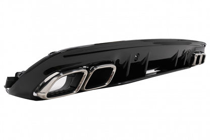 Rear Bumper Diffuser C63S Design with Chrome Tips for Mercedes C-Class W205 S205 Sport Line (2014–2020)
