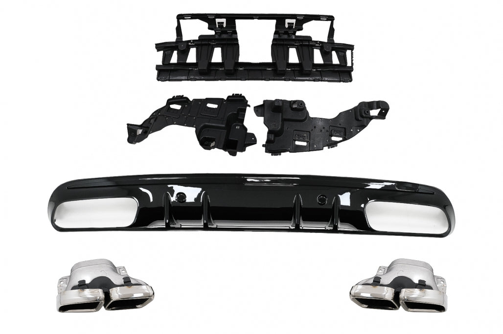 Rear Bumper Diffuser C63S Design with Chrome Tips for Mercedes C-Class W205 S205 Sport Line (2014–2020)