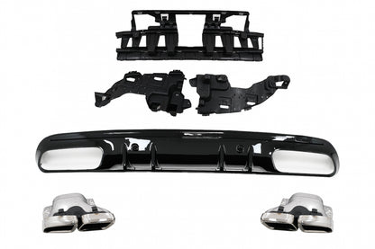 Rear Bumper Diffuser C63S Design with Chrome Tips for Mercedes C-Class W205 S205 Sport Line (2014–2020)