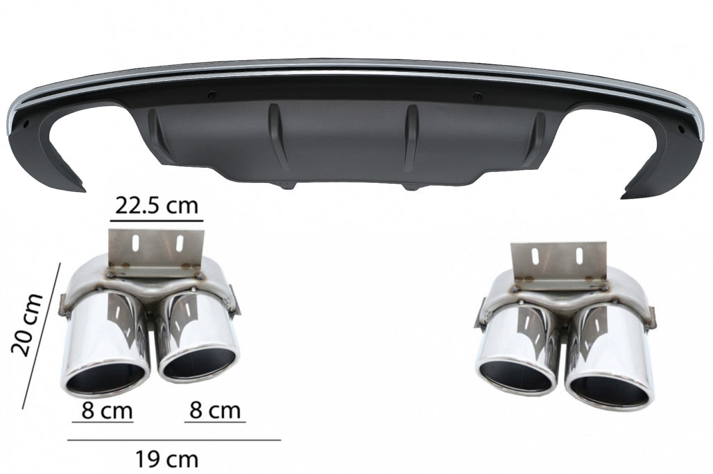 Rear Bumper Diffuser Double Outlet for Audi Q5 8R Facelift (2013–2016) S-Line