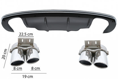 Rear Bumper Diffuser Double Outlet for Audi Q5 8R Facelift (2013–2016) S-Line