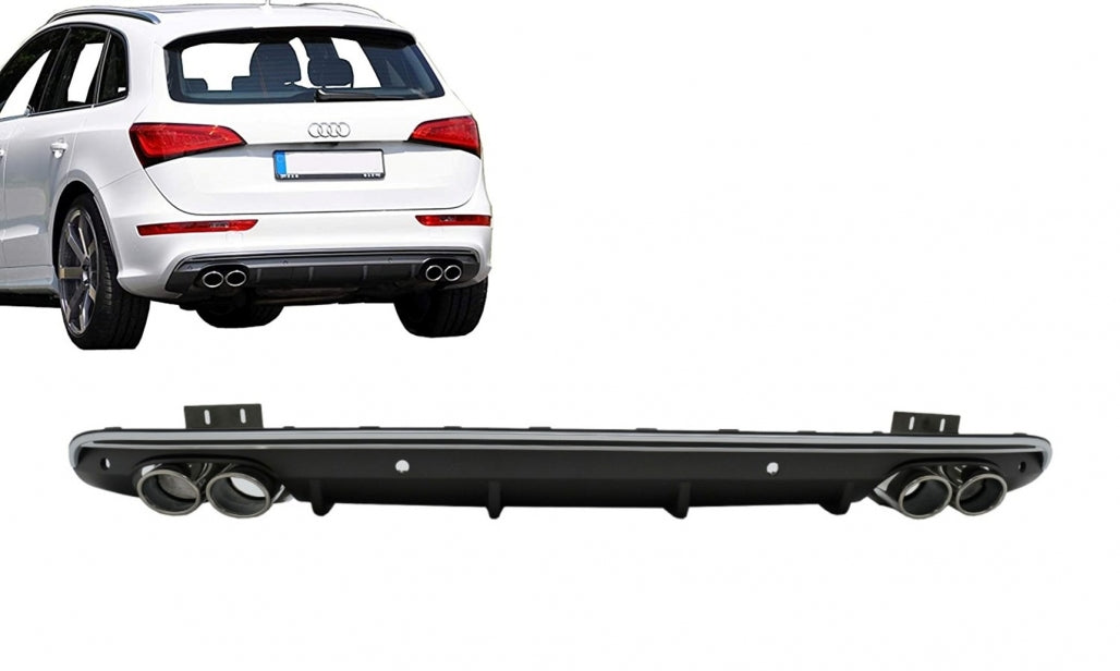 Rear Bumper Diffuser Double Outlet for Audi Q5 8R Facelift (2013–2016) S-Line