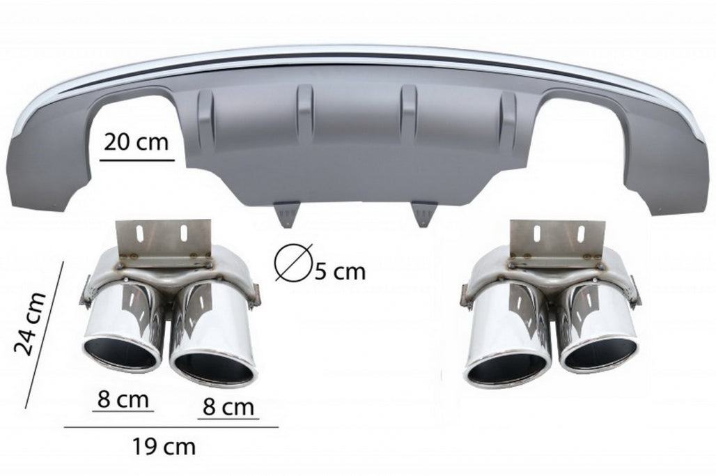 Rear Bumper Diffuser Double Outlet for Audi Q5 8R Facelift (2013–2016) SE