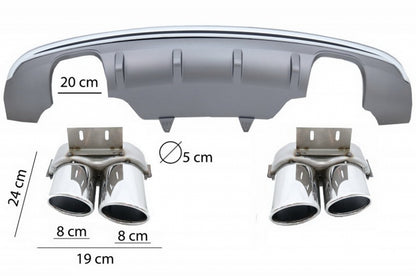 Rear Bumper Diffuser Double Outlet for Audi Q5 8R Facelift (2013–2016) SE