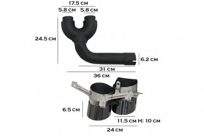 Rear Bumper Diffuser Double Outlet with Black Exhaust Tips SQ7 Design for Audi Q7 4M Facelift (2020–2025)