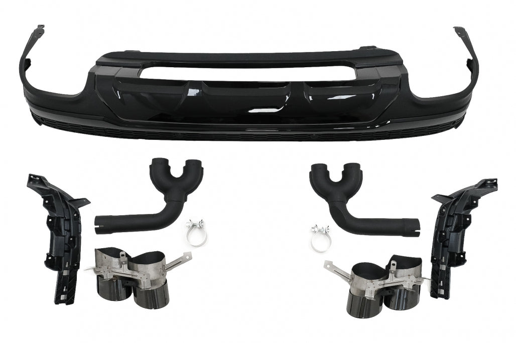 Rear Bumper Diffuser Double Outlet with Black Exhaust Tips SQ7 Design for Audi Q7 4M Facelift (2020–2025)