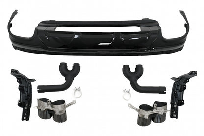 Rear Bumper Diffuser Double Outlet with Black Exhaust Tips SQ7 Design for Audi Q7 4M Facelift (2020–2025)
