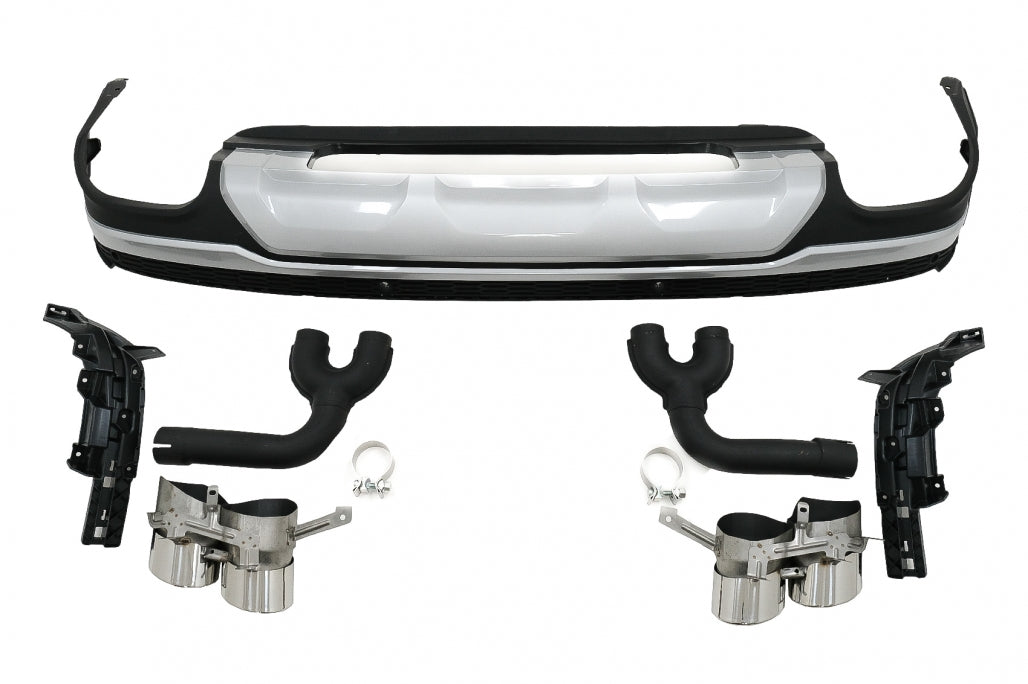 Rear Bumper Diffuser Double Outlet with Exhaust Tips SQ7 Design for Audi Q7 4M Facelift (2020–2025)