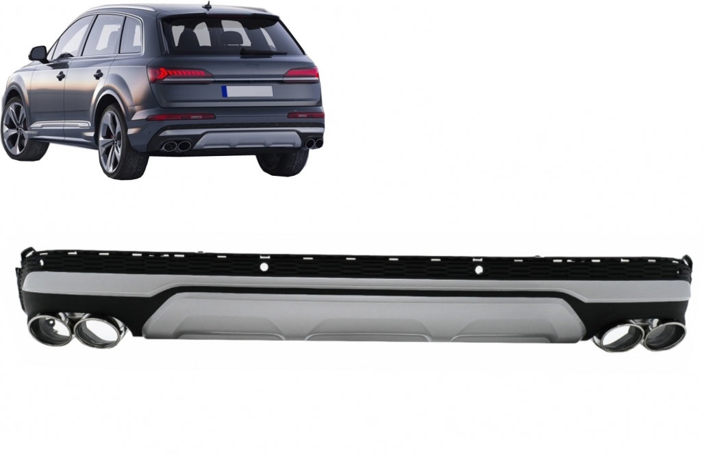 Rear Bumper Diffuser Double Outlet with Exhaust Tips SQ7 Design for Audi Q7 4M Facelift (2020–2025)