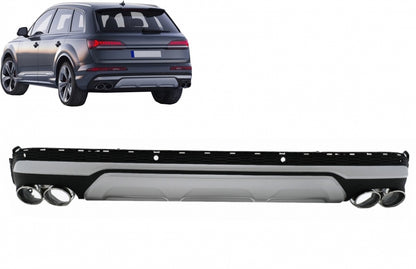 Rear Bumper Diffuser Double Outlet with Exhaust Tips SQ7 Design for Audi Q7 4M Facelift (2020–2025)