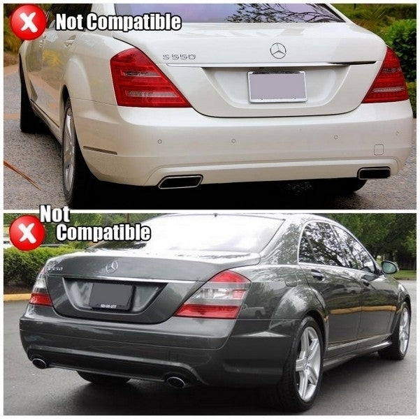Rear Bumper Diffuser Facelift S63 S65 Design with Black Exhaust Tips for Mercedes S-Class W221 (2005–2013)