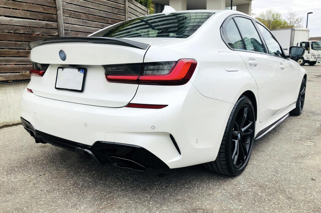Rear Bumper Diffuser M340i M Look with Exhaust Tips Black for BMW 3 Series G20 G21 G28 (2018–Up)