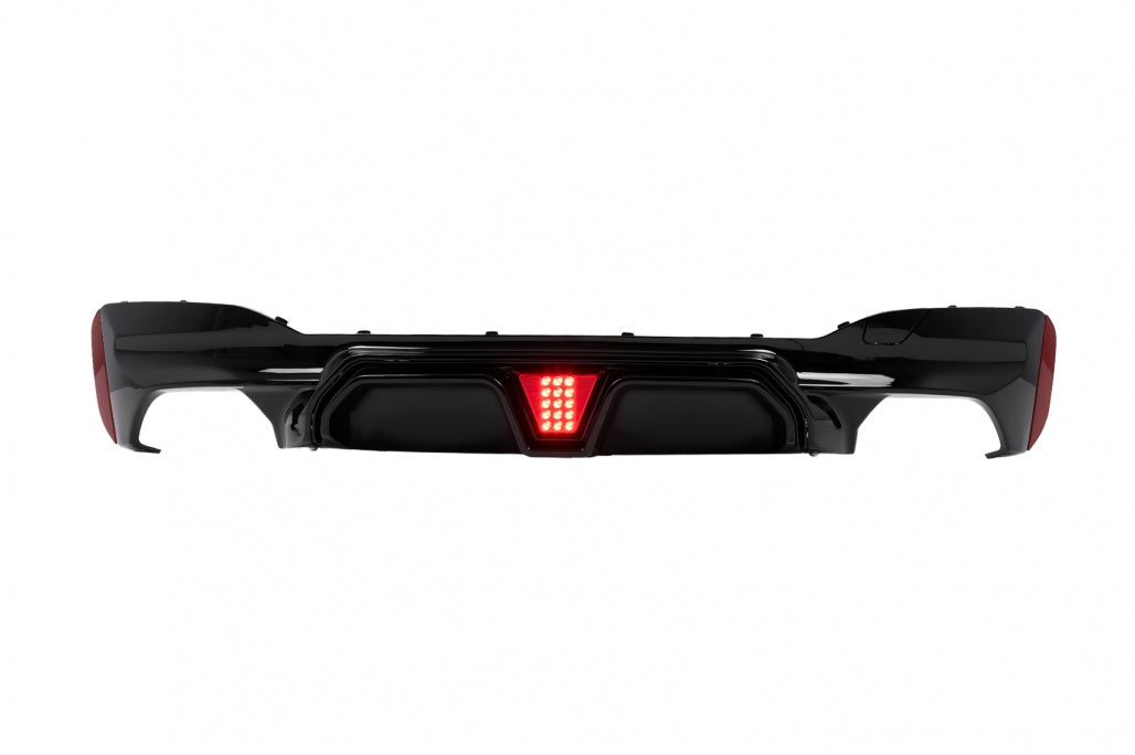 Rear Bumper Diffuser M5 Design with LED Piano Black for BMW 5 Series G30 G31 (2017-2024)