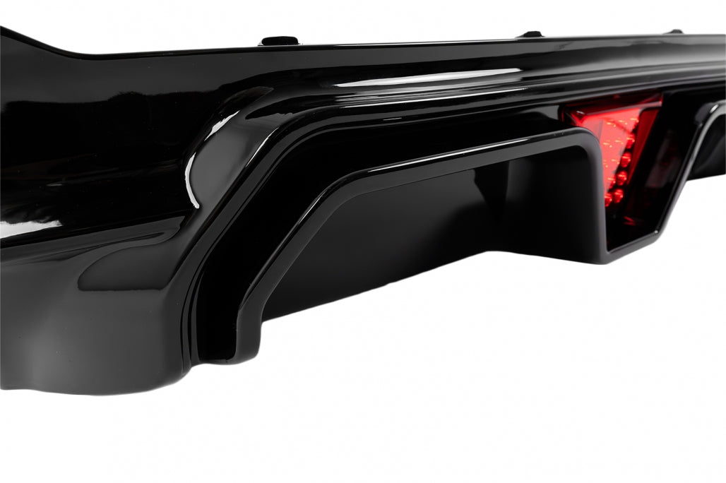 Rear Bumper Diffuser M5 Design with LED Piano Black for BMW 5 Series G30 G31 (2017-2024)