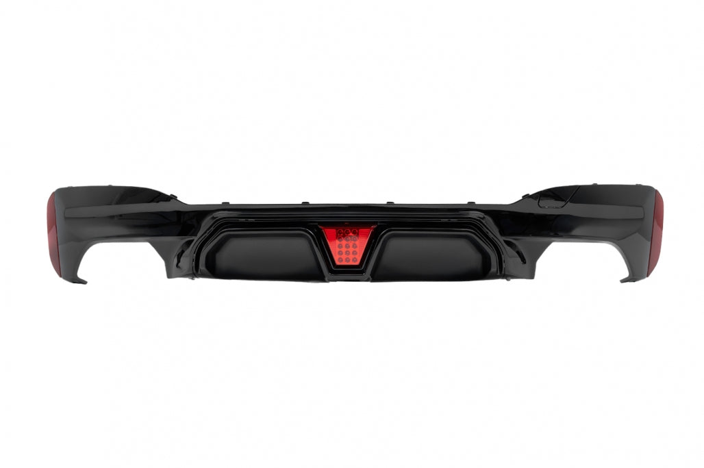 Rear Bumper Diffuser M5 Design with LED Piano Black for BMW 5 Series G30 G31 (2017-2024)