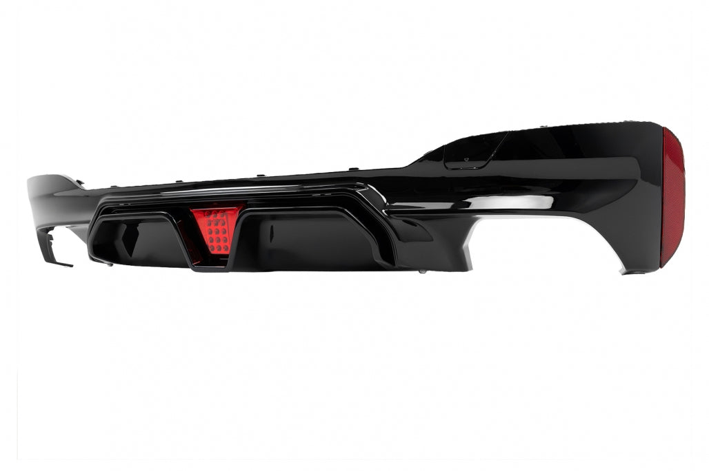 Rear Bumper Diffuser M5 Design with LED Piano Black for BMW 5 Series G30 G31 (2017-2024)