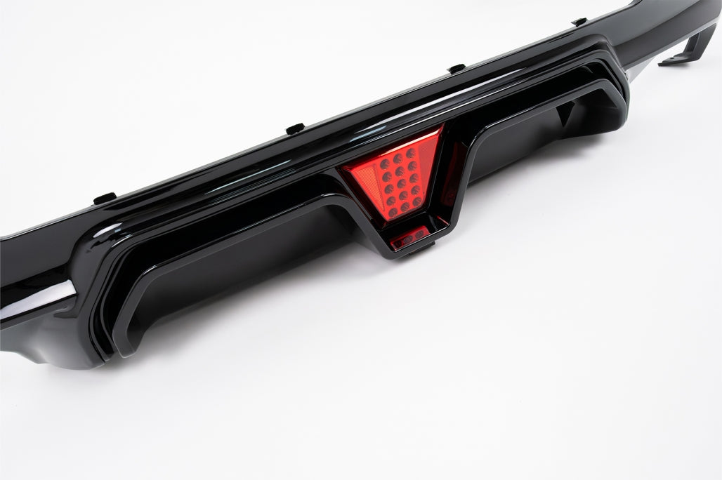 Rear Bumper Diffuser M5 Design with LED Piano Black for BMW 5 Series G30 G31 (2017-2024)