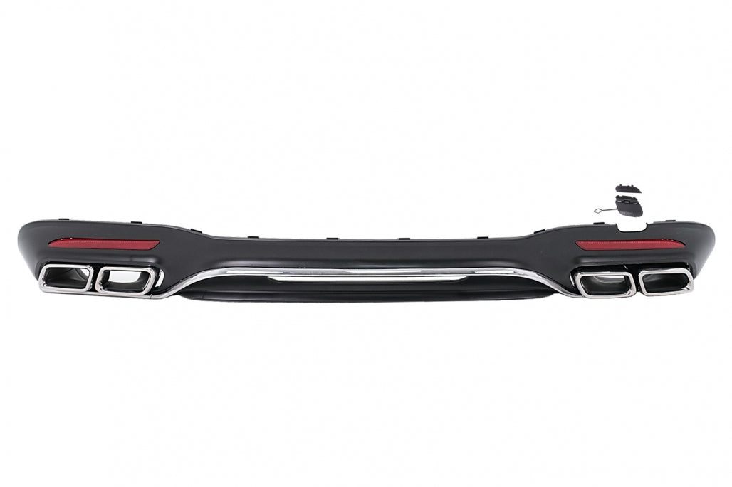 Rear Bumper Diffuser S63 Design with Chrome Exhaust Tips for Mercedes S-Class W222 Facelift Sport Line (2017–2020)
