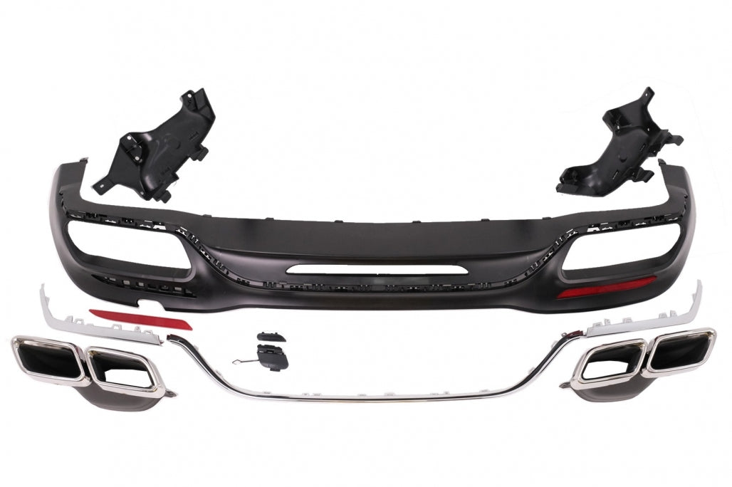 Rear Bumper Diffuser S63 Design with Chrome Exhaust Tips for Mercedes S-Class W222 Facelift Sport Line (2017–2020)