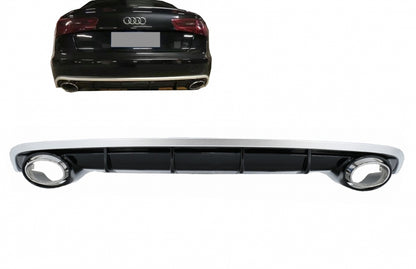 Rear Bumper Diffuser & Exhaust Tips RS6 Design for Audi A6 4G C7 Facelift (2015–2018)